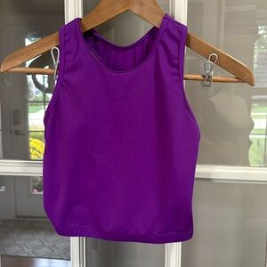 Weissman size small adult purple longer length crop top with shelf bra